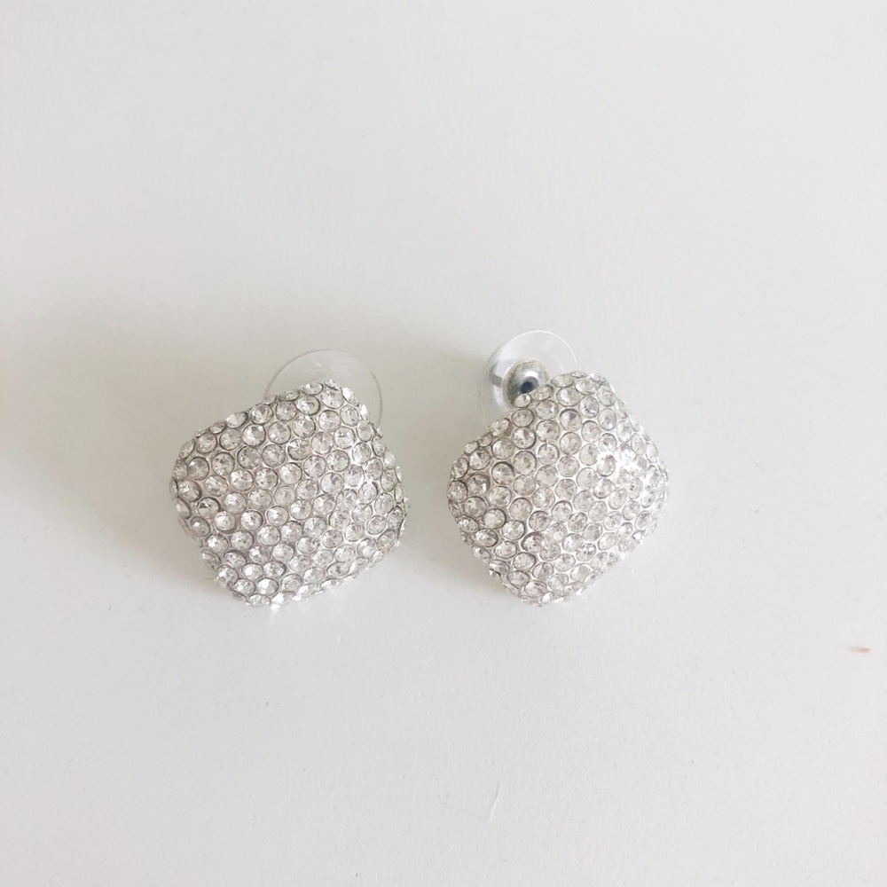 Crystal faux diamond oversized stud earrings